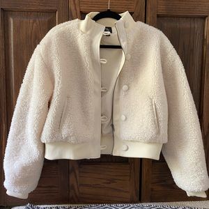 White Sherpa bomber jacket Size M